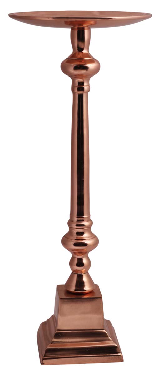 20.5” Aluminum Pedestal Candle-Holder – Copper Finish – Wholesale Vintage-Look Décor / Housewarming Gifts
